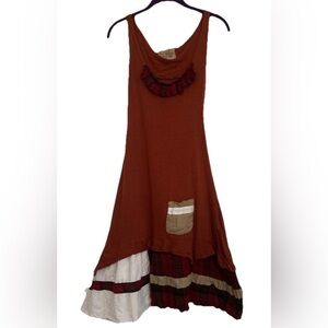 Ian Mosh 1989 Mixed Print Patchwork Embroidered Dress XS‎ Hippie Boho Lagenlook